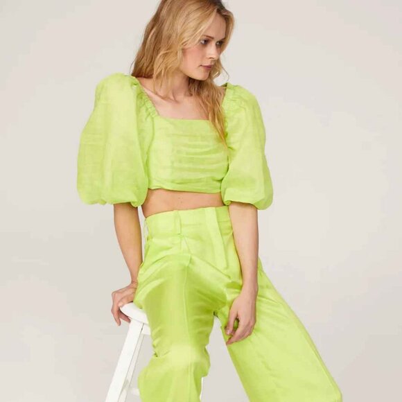 NWT: Sandro Blonville Balloon Sleeve Crop Top Size Large - Picture 1 of 11